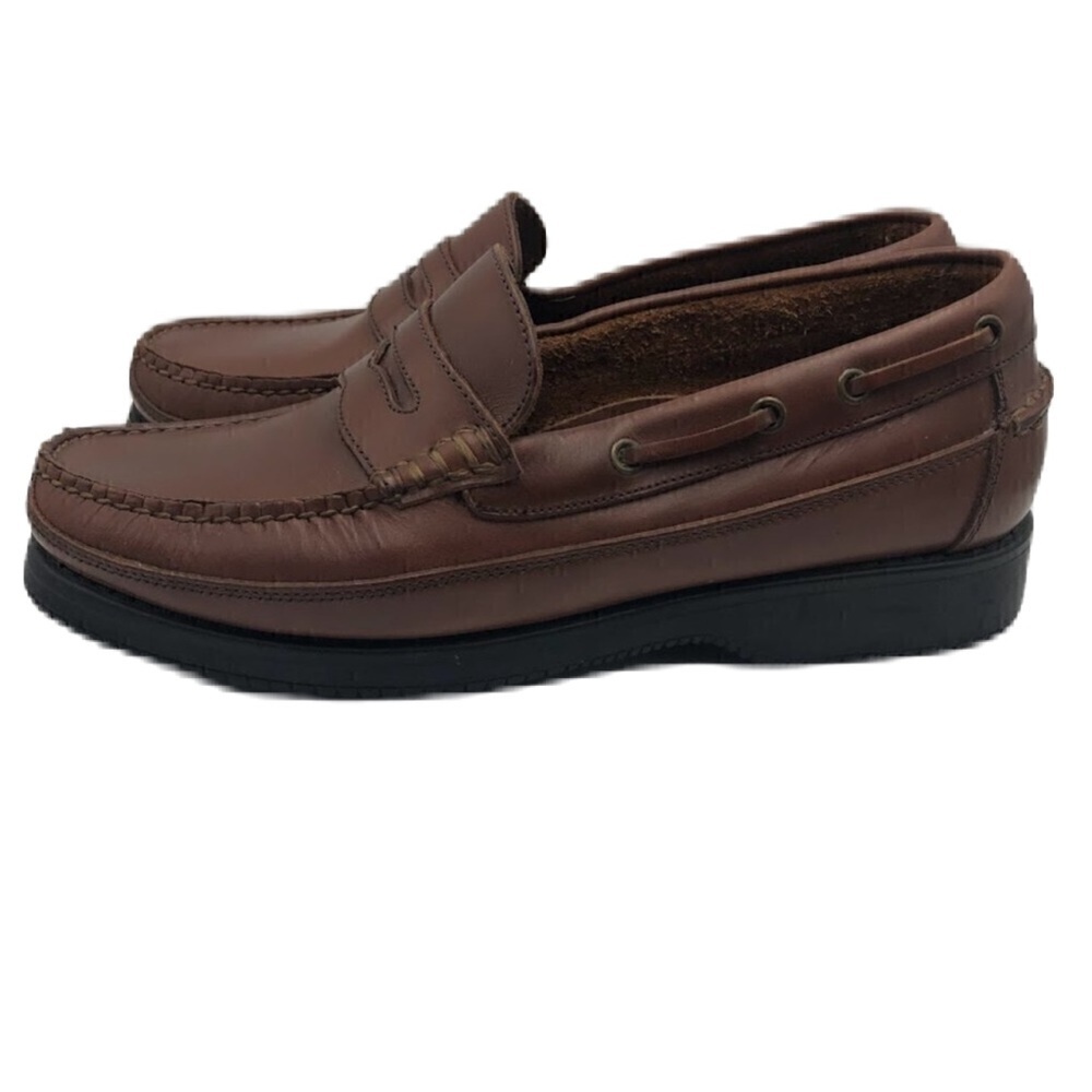 Brown Shoe Brand Men's Brown Leather Slip On Penny Loafers Size 10.5 Cas…